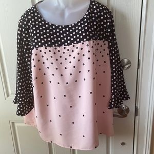 Talbot’s pink and black polka dot dress top. 3X